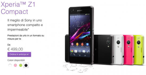 Sony Xperia Z1 Compact, al via i preordini a 499 Euro con cuffie Bluetooth (quasi) omaggio
